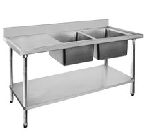 1500-6-DSBR Economic 304 Grade SS Right Double Sink Bench 1500x600x900 with 400 and 500x40