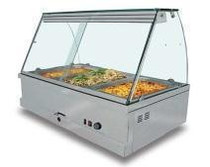 NKE-3B Deaken Euro 3 Bay Glass Top Bain Marie Hot Food Warmer with Heat Lamps