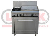 2 Open Burner Cooktop & 600mm RHS Griddle Static Oven Range - LKKOB6B+O