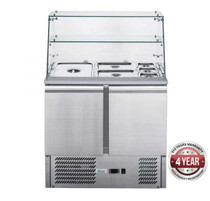 XS900GC FED-X Two Door Salad Prep Fridge with Square Glass Top