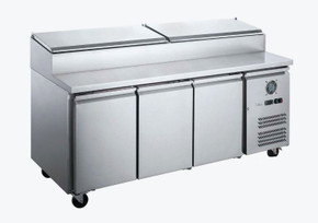 FED-X 3 Door Stainless Steel Commercial Sandwich & Salad Prep Bench | XSS8C20S3V