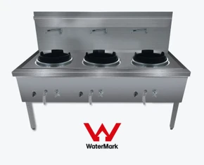 Gasmax WW-3N Commercial Stainless Steel Waterless Natural Gas Triple Wok Range (1800mm Wide)