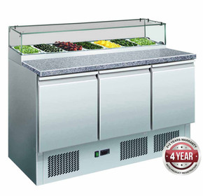 GNS1300E Three Door Salad Marble Prep Top