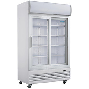 Polar GE581-A G-Series Upright Display Cooler with Light Box 950Ltr with Sliding Doors Polar GE581-A G-Series Upright Display Cooler with Light Box 950Ltr with Sliding Doors
