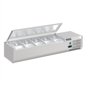 Polar FA854-A G-Series Countertop Prep Fridge with Lid 5x 1/4GN 