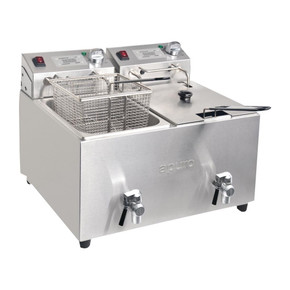 Apuro FC375-A Twin Tank Twin Basket 8Ltr Countertop Fryer with Timers 2x 2.9kW Apuro FC375-A Twin Tank Twin Basket 8Ltr Countertop Fryer with Timers 2x 2.9kW