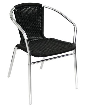 Bolero U507 Black Wicker Chair with Aluminium Frame (Pack 4)