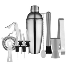 Zanzi FZ764 Cocktail Set 11pc Stainless Steel in Bartender Roll