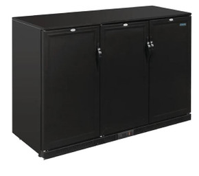 Polar GL017-A G-Series 900mm Triple Solid Door Back Bar Cooler in Black 330Ltr