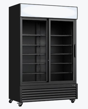 Thermaster Two Sliding Glass Door Colourbond Upright Drink Fridge Black LG-1000SDBP