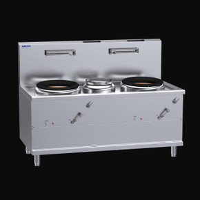 LUUS WV-1A1P1A Fo San Wok - 2 Air-Blast Burners & 1 Centre Pot