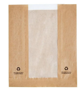 Fiesta DC875 Compostable Food Bags with Glassine Windows (Pack of 1000)