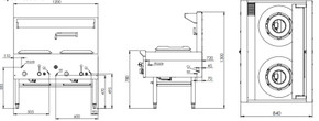 B+S K+ UFWWK-2 Gas Two Hole Gas Waterless Wok Table