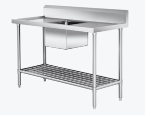 Single Centre Sink Bench & Pot Undershelf SSB6-1500C/A