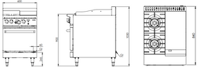 B+S KOV-SB2-GRP3 K+ Series Oven with Two Open Burners and 300mm Grill Plate