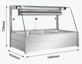 Bonvue BM11TC Angled Glass Countertop Wet and Dry Bain Marie (3 x GN 1/1)