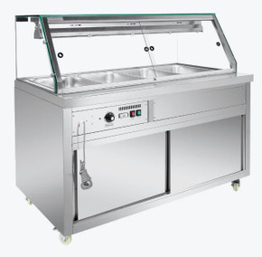 Thermaster 1460mm W 4 x 1/1 GN Bain Marie Hot Food Bar with Storage Cabinet | PG150FE-XG
