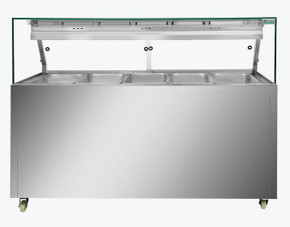 Thermaster PG180FE-XG Glass Canopy Mobile Hot Food Display Bain Marie (800L / 5 x GN 1/1)