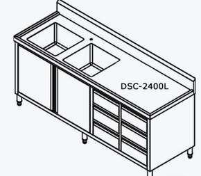 DSC-2400L-H Kitchen Tidy Cabinet with Double Left Sinks