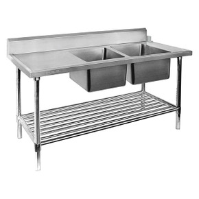 DSBD7-1800R/A Right Inlet Double Sink Dishwasher Bench 1800mm Width