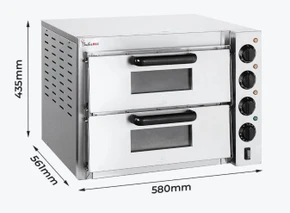 BakerMax EP-2T/15 Double Deck Pizza Oven | 15A Benchtop Oven