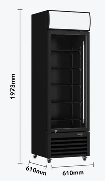 Thermaster Single Glass Door Colourbond Upright Drink Fridge LG-370BP