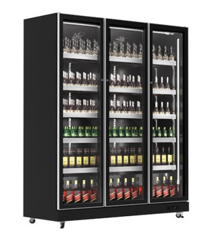 Exquisite DC1100 Three Glass Doors Upright Display Refrigerator Black
