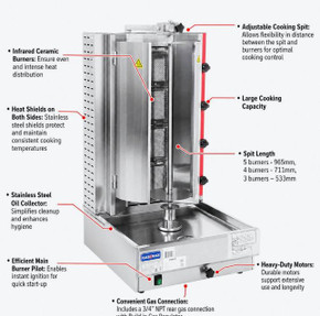 GasMax Semi-automatic 4 Burner LPG Kebab Machine KB-4LPG