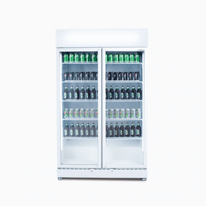 Upright Display Fridge 885L 2 Doors Flat Glass White Upright Display Fridge 885L 2 Doors Flat Glass White