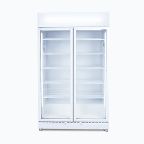 Upright Display Fridge 885L 2 Doors Flat Glass White Upright Display Fridge 885L 2 Doors Flat Glass White