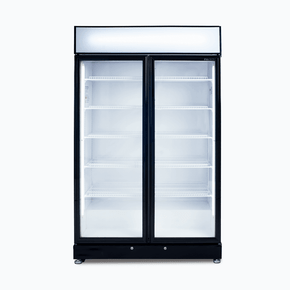 Upright Display Fridge 885L 2 Doors Flat Glass Black Upright Display Fridge 885L 2 Doors Flat Glass Black