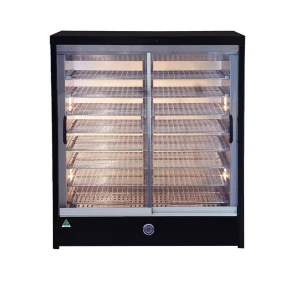 Roband HB200R Heat 'n' Hold Commercial Food Warmer with Black Finish & Sliding Doors