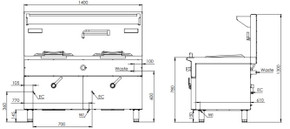 B+S Black Series IN-W2-12-HS Two Hole Induction Wok -12 Kilowatt with High Splashback