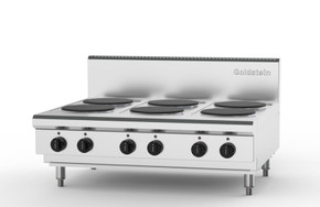 Goldstein PEB6S‑X Electric Cooktop, 6 Solid Plates