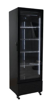 Exquisite DC360 One Glass Door Upright Display Fridge Black 360 Litre