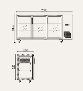 Exquisite UBC570 570L Triple Glass Door Commercial Back Bar Fridge