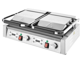 Apuro CU613-A Double Contact Half Ribbed Contact Grill
