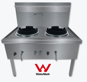 Gasmax Stainless Steel Waterless LPG Double Wok Chimney Burner - WW-2LC