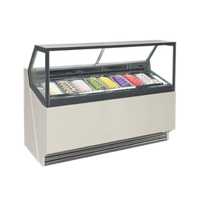 Exquisite IC8T 8 Tub Glass Canopy Commercial Ice Cream Scooping Display Freezer