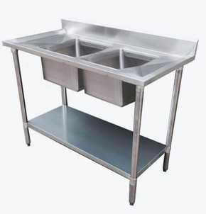 Modular System Double Sink Bench Centre 2400x600x900mm