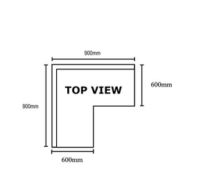 0900-6-WBCB - Economic Corner Workbench100mm Splashback & Undershelf