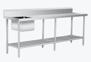 SSB6-2400L/A Single Left Sink Bench with Pot Undershelf
