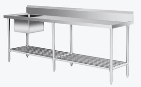 SSB6-2400L/A Single Left Sink Bench with Pot Undershelf