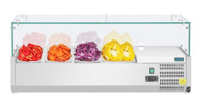 Polar GD875-A G-Series Countertop Prep Fridge 3x 1/3GN & 1x 1/2GN with Glass Sneeze guard