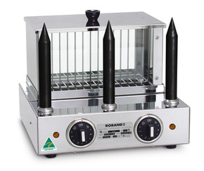 Roband M3T Commercial Hot Dog Machine & 3 Teflon-Coated Spike Bun Warmer