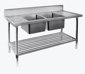 Double Centre Sink Bench with Pot Undershelf DSB7-1800C/A