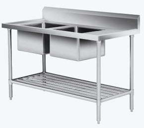 Double Left Sink Bench with Pot Undershelf DSB7-1500L/A