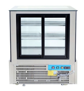 Bonvue SSU90-2XB Black Trim Square Glass Cake Display Fridge (900mm)