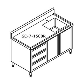 SC-7-1500R-H Cabinet with Right Sink