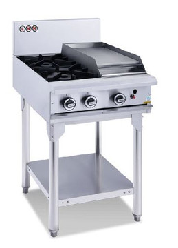 LKK LKKOB4C 2 Gas Open Burner Cooktop & 300mm RHS Griddle with Legs LKK